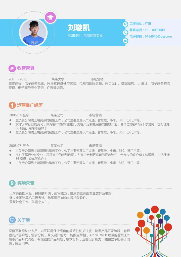 活泼单页05简历模板预览